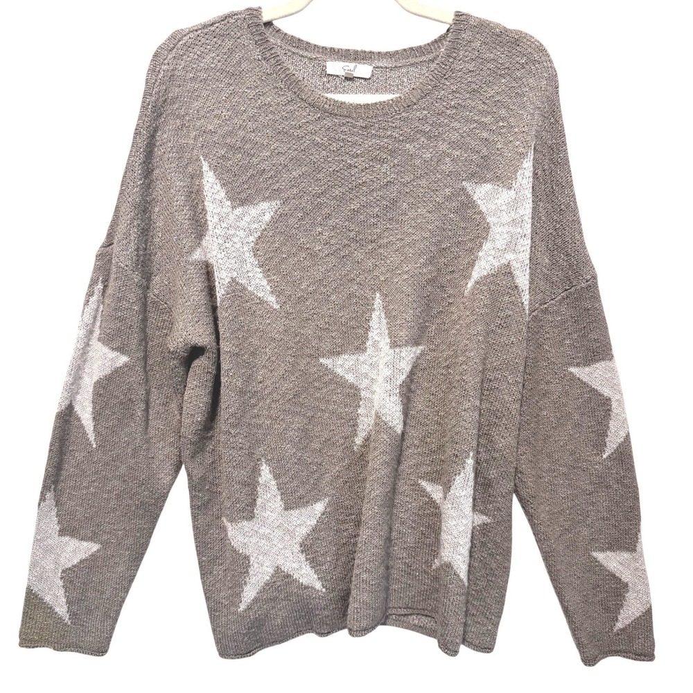 Star‎ Print Oversize Coastal Chic Knit Pullover Sweater Size Large